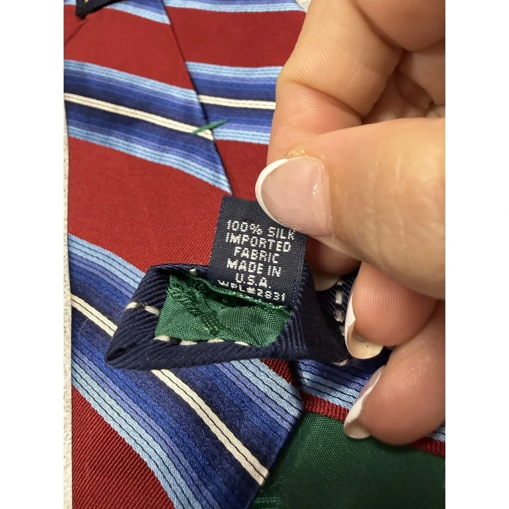 Tommy Hilfiger Silk Tie Mens One Size Red Striped Pointed Made In USA Necktie‎